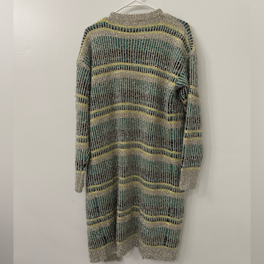 Anthropologie Vilagallo Metallic Fuzzy Knit Oversized Cardigan Sweater SZ Medium - Picture 4 of 11